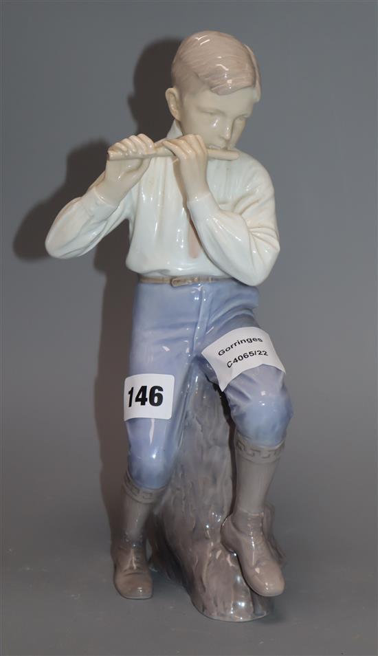 A Bing and Grondahl porcelain figure Flute Player, number 1897 height 29cm